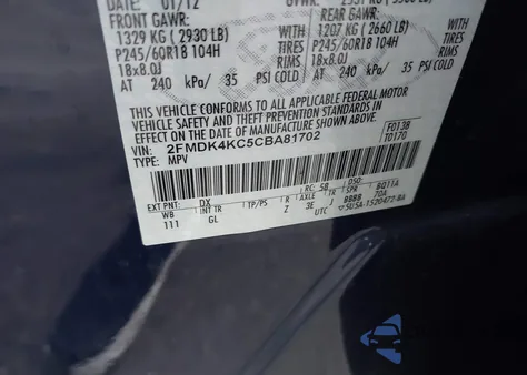 2012 Ford Edge Limited from USA, damaged, VIN 2FMDK4KC5CBA81702